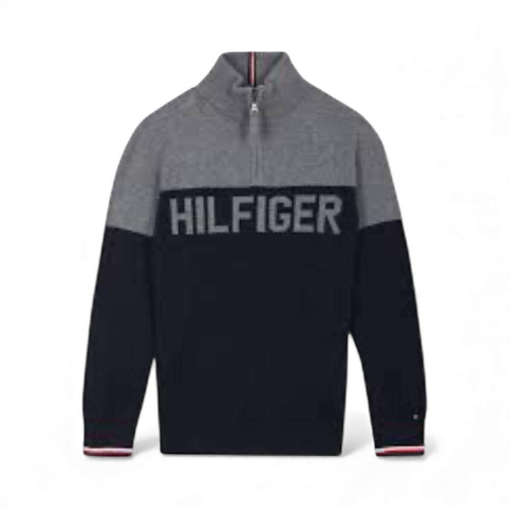 NWT Tommy Hilfiger Boys Alfred Mock Collar‎ Cotton Sweater Winter Preppy Classic